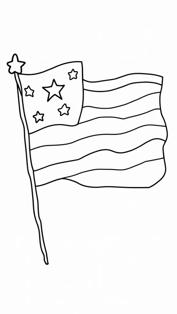 Página para colorear de la bandera americana preescolar